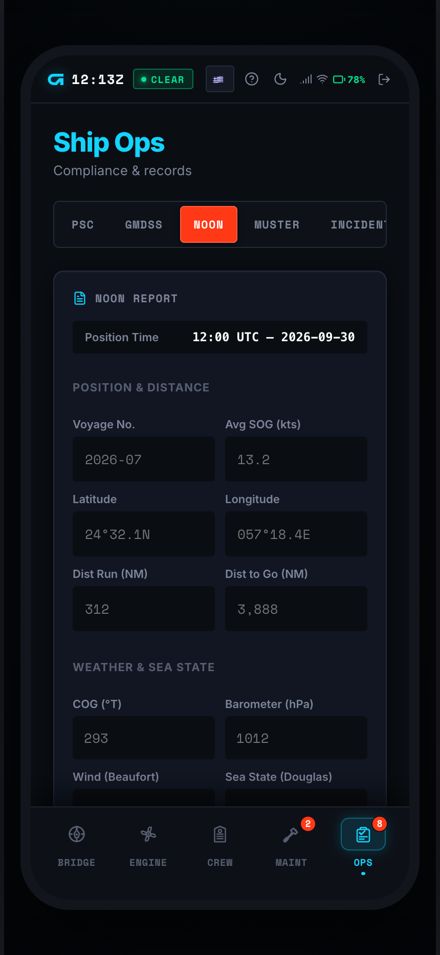 BIMCO telegraph export in Logline